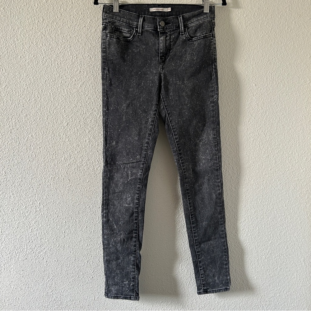 Levi’s Super Skinny Gray Speckle Acid Wash Street Grunge Rock Women’s 29 Gray